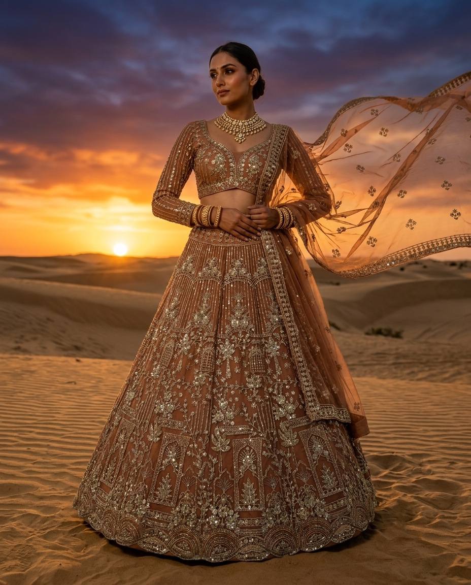 Peach Pink Designer Lehenga Choli with Heavy Coding & Sequins Work | Wedding & Party Wear