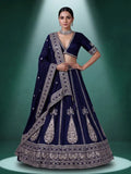Enchanting Blue Sequins Net Reception Wear Plus Size Lehenga Choli